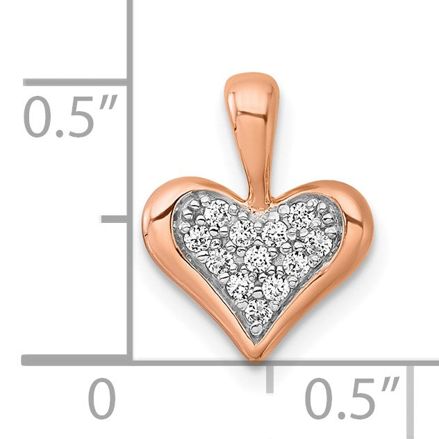 Sterling Silver Rhodium-plated and Rose Gold-plated CZ Heart Pendant