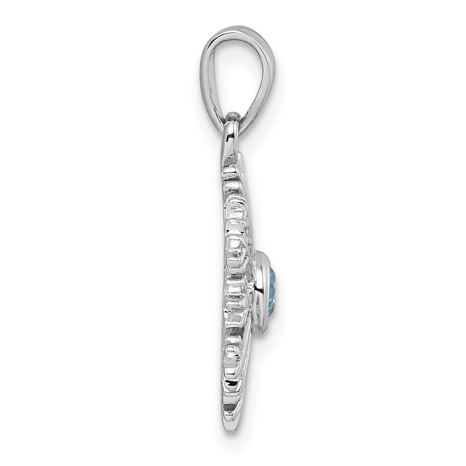 Sterling Silver Rhodium-plated Polished Blue CZ Snowflake Pendant