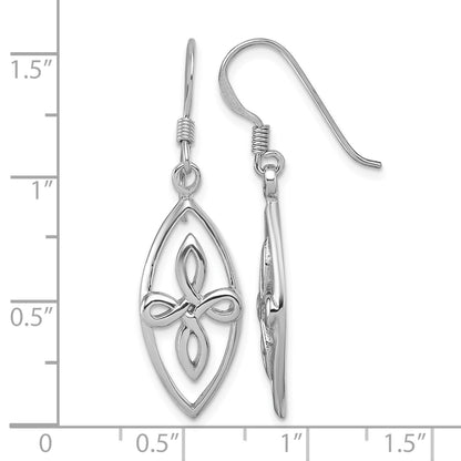Sterling Silver Rhodium-plated Polished Fancy Celtic Knot Dangle Shepherd Hook Earrings