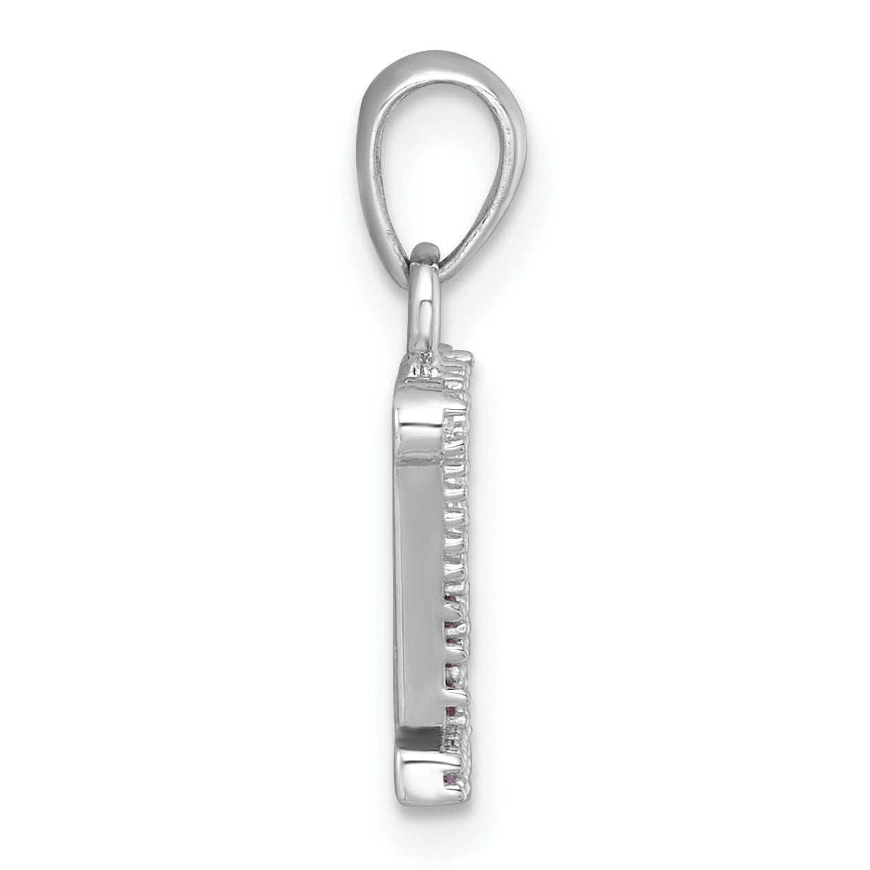 Sterling Silver Rhodium-plated Polished Rainbow Nano Crystals Crown Pendant