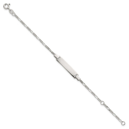 Sterling Silver Polished Figaro Link Childrens 5.5 inch with 1 inch Extension ID Bracelet