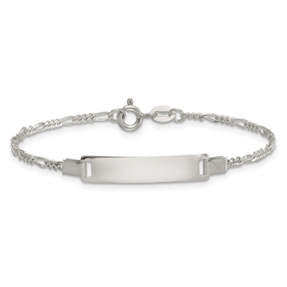 Sterling Silver Polished Figaro Link Childrens 5.5 inch with 1 inch Extension ID Bracelet