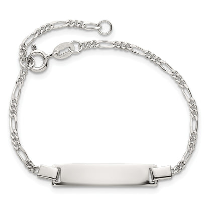Sterling Silver Polished Figaro Link Childrens 5.5 inch with 1 inch Extension ID Bracelet