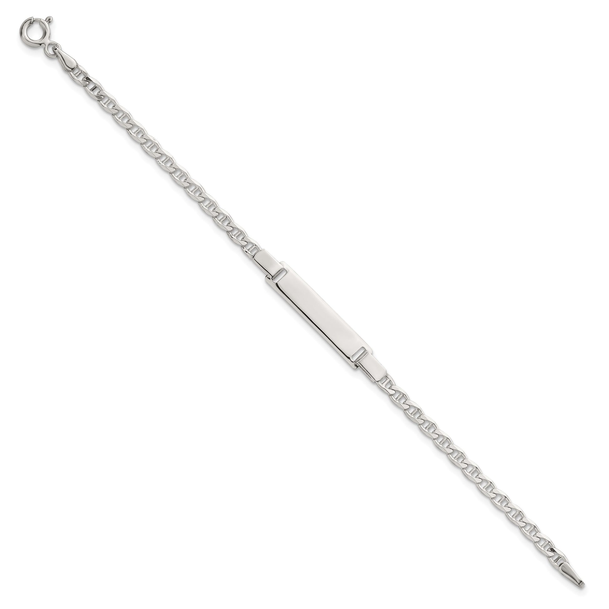 Sterling Silver Polished Anchor Link Childrens 6 Inch ID Bracelet
