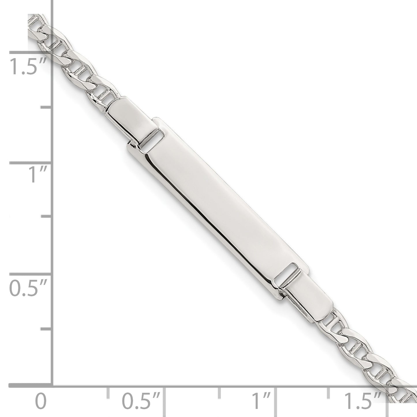 Sterling Silver Polished Anchor Link Childrens 6 Inch ID Bracelet