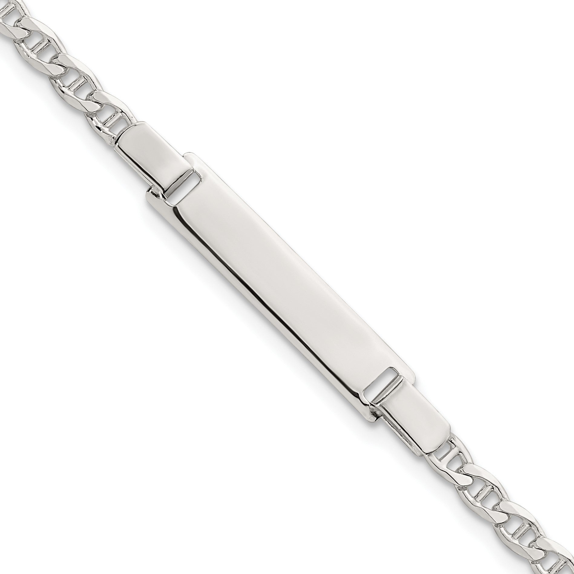 Sterling Silver Polished Anchor Link Childrens 6 Inch ID Bracelet