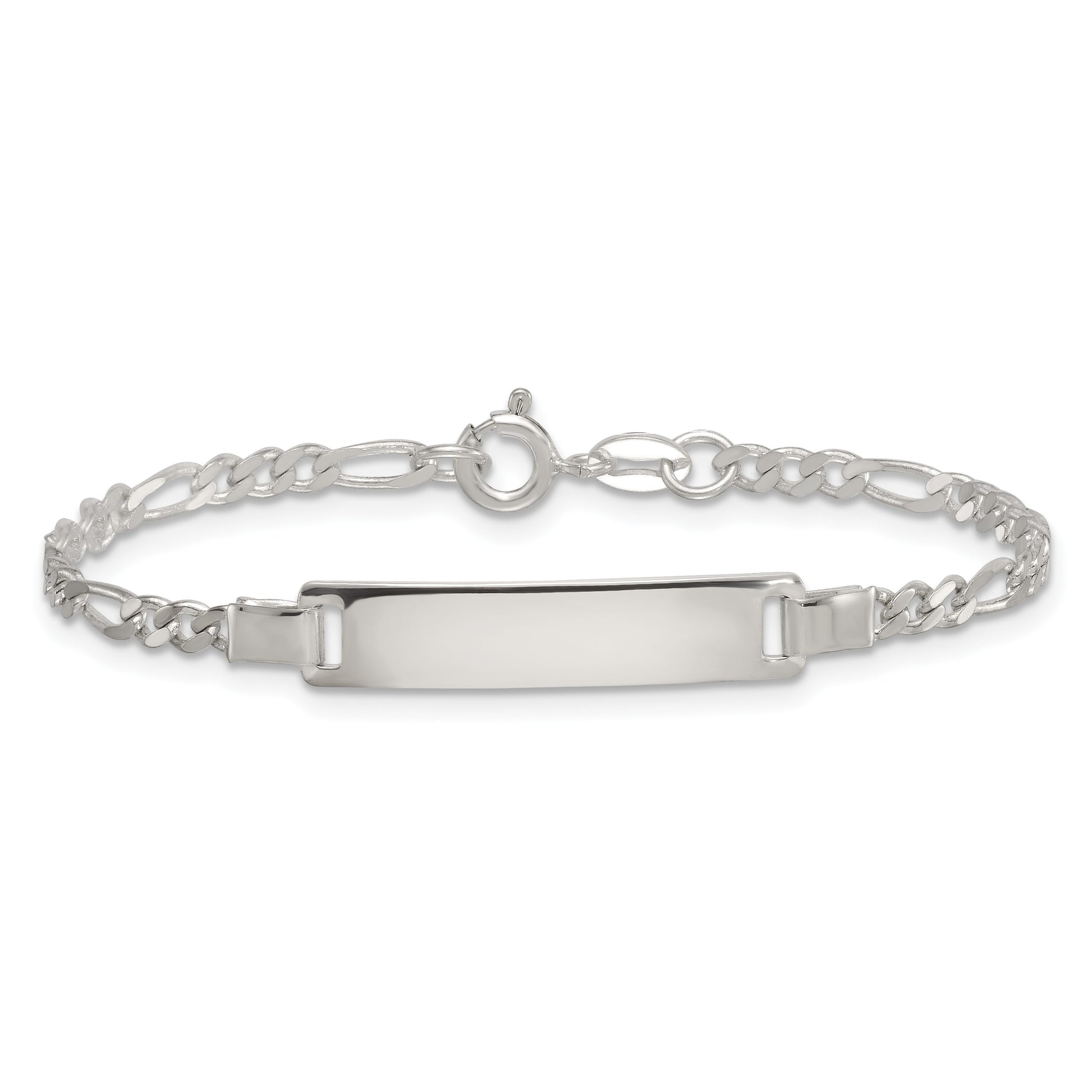 Sterling Silver Polished Figaro Link Childrens 6 Inch ID Bracelet