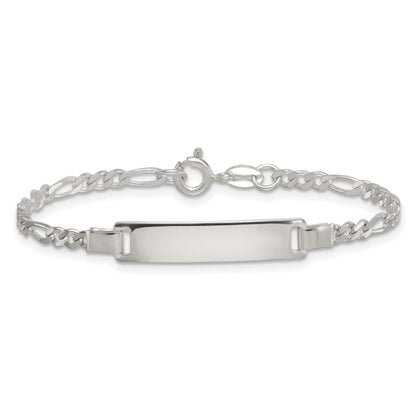 Sterling Silver Polished Figaro Link Childrens 6 Inch ID Bracelet