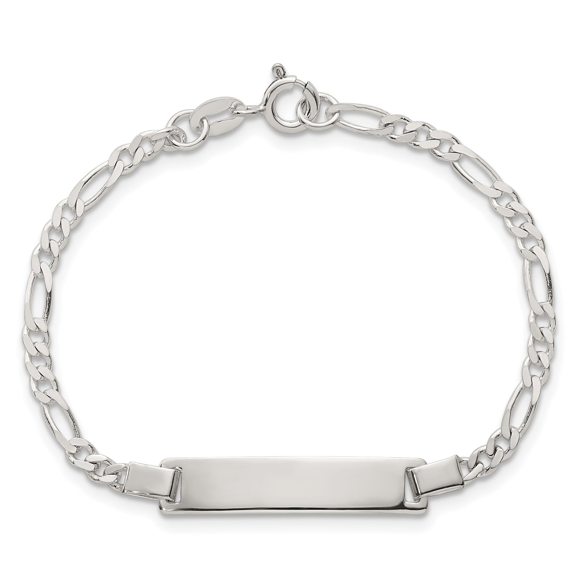 Sterling Silver Polished Figaro Link Childrens 6 Inch ID Bracelet