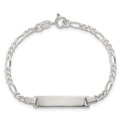 Sterling Silver Polished Figaro Link Childrens 6 Inch ID Bracelet