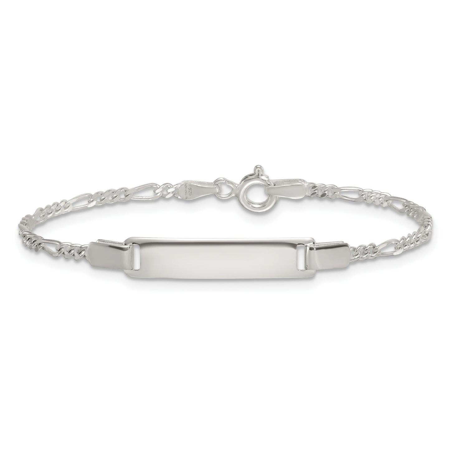 Sterling Silver Polished Figaro Link Childrens 6 Inch ID Bracelet