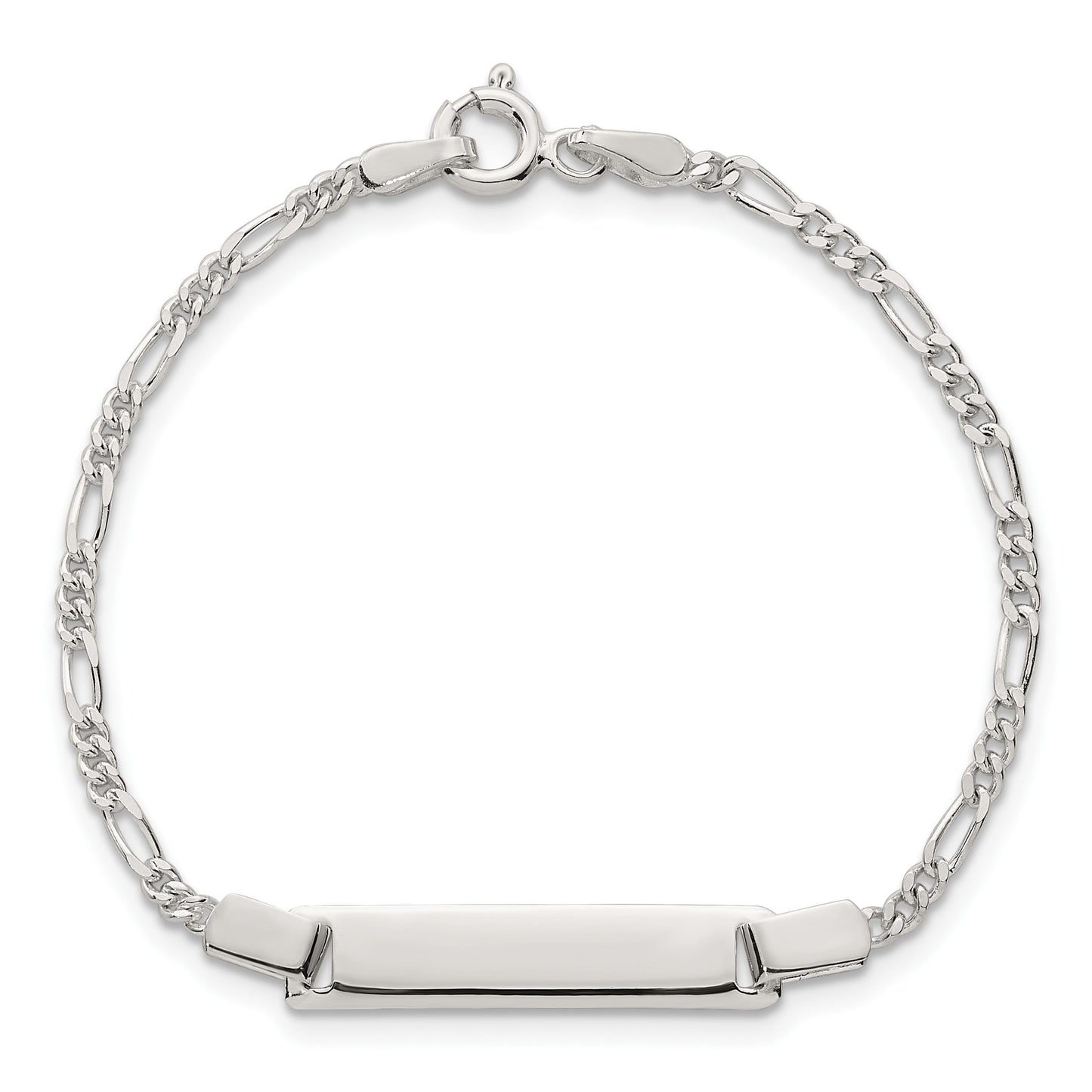 Sterling Silver Polished Figaro Link Childrens 6 Inch ID Bracelet
