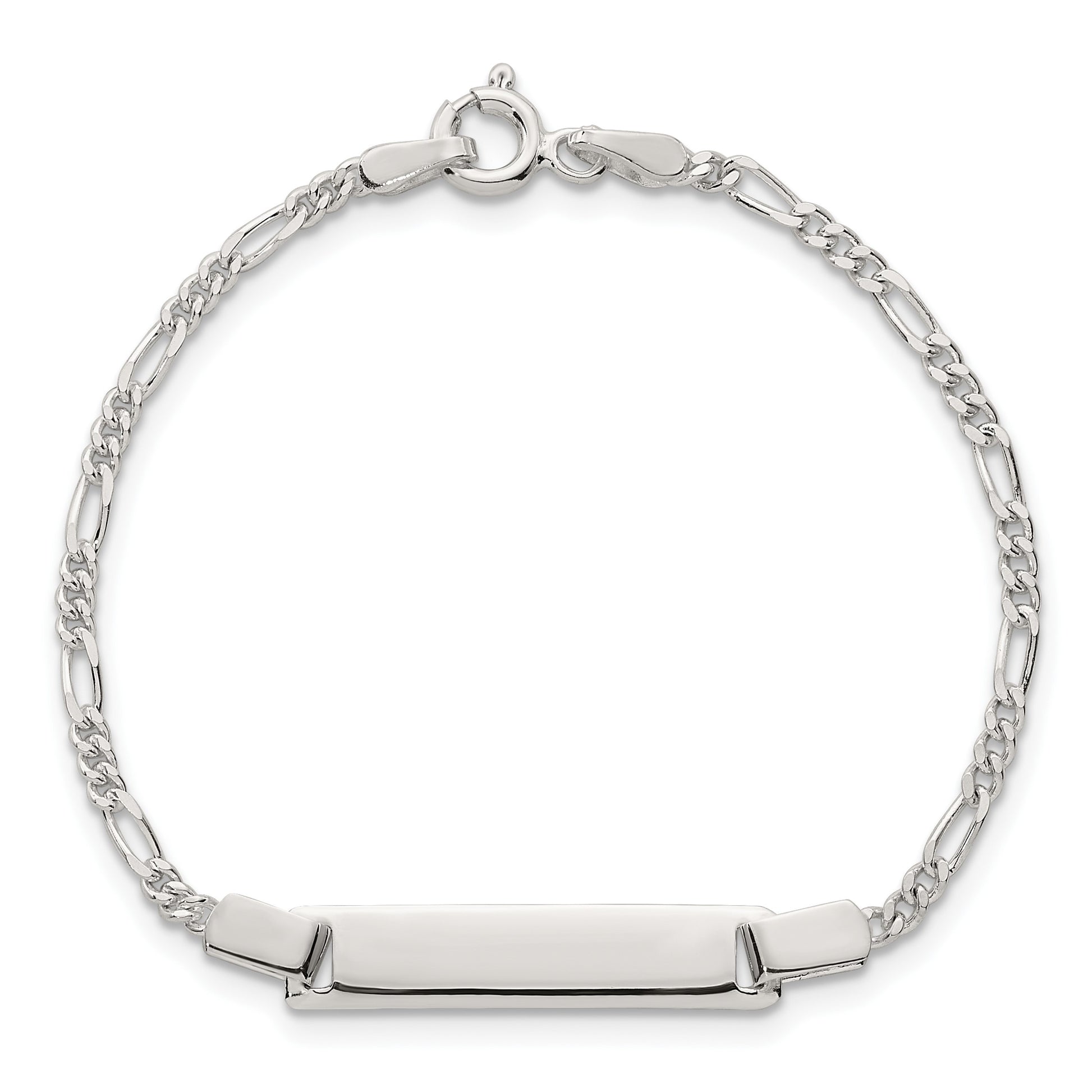 Sterling Silver Polished Figaro Link Childrens 6 Inch ID Bracelet