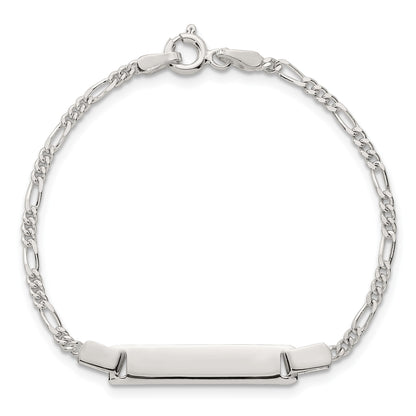 Sterling Silver Polished Figaro Link Childrens 6 Inch ID Bracelet