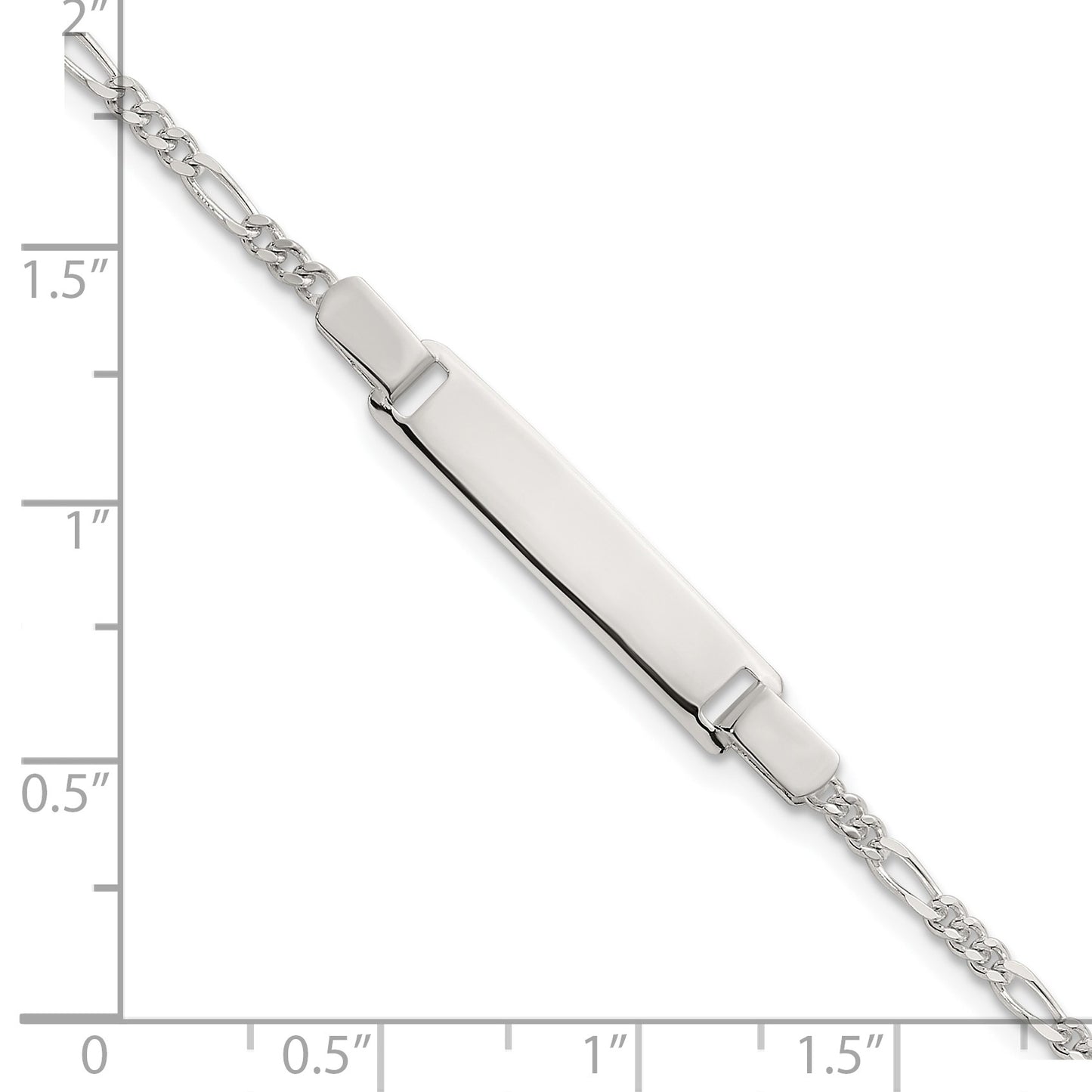Sterling Silver Polished Figaro Link Childrens 6 Inch ID Bracelet