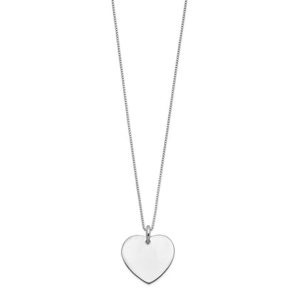 Sterling Silver Engraveable Heart on Box Chain 18 inch Necklace