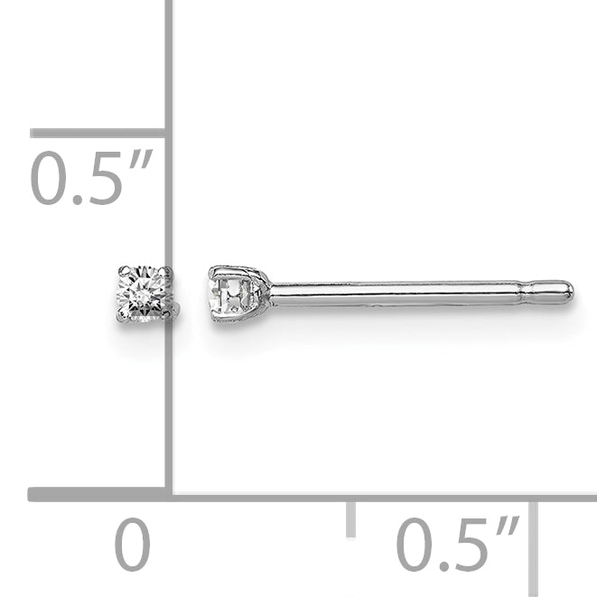 Sterling Silver Madi K Rhodium-plated 2mm Round CZ Children's Stud Earrings