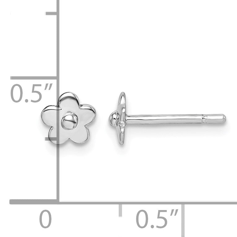 Sterling Silver Madi K RH-plated Flower Children's Post Earrings