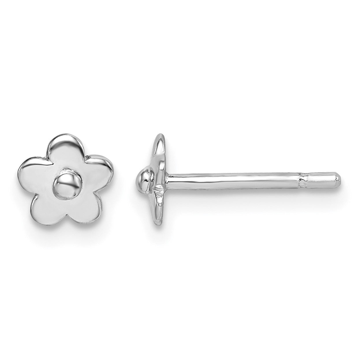 Sterling Silver Madi K RH-plated Flower Children's Post Earrings