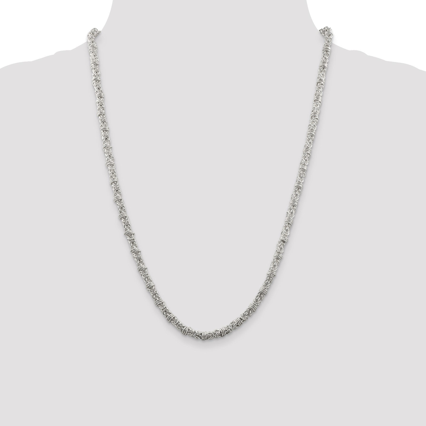 Sterling Silver 4mm Fancy Byzantine Chain