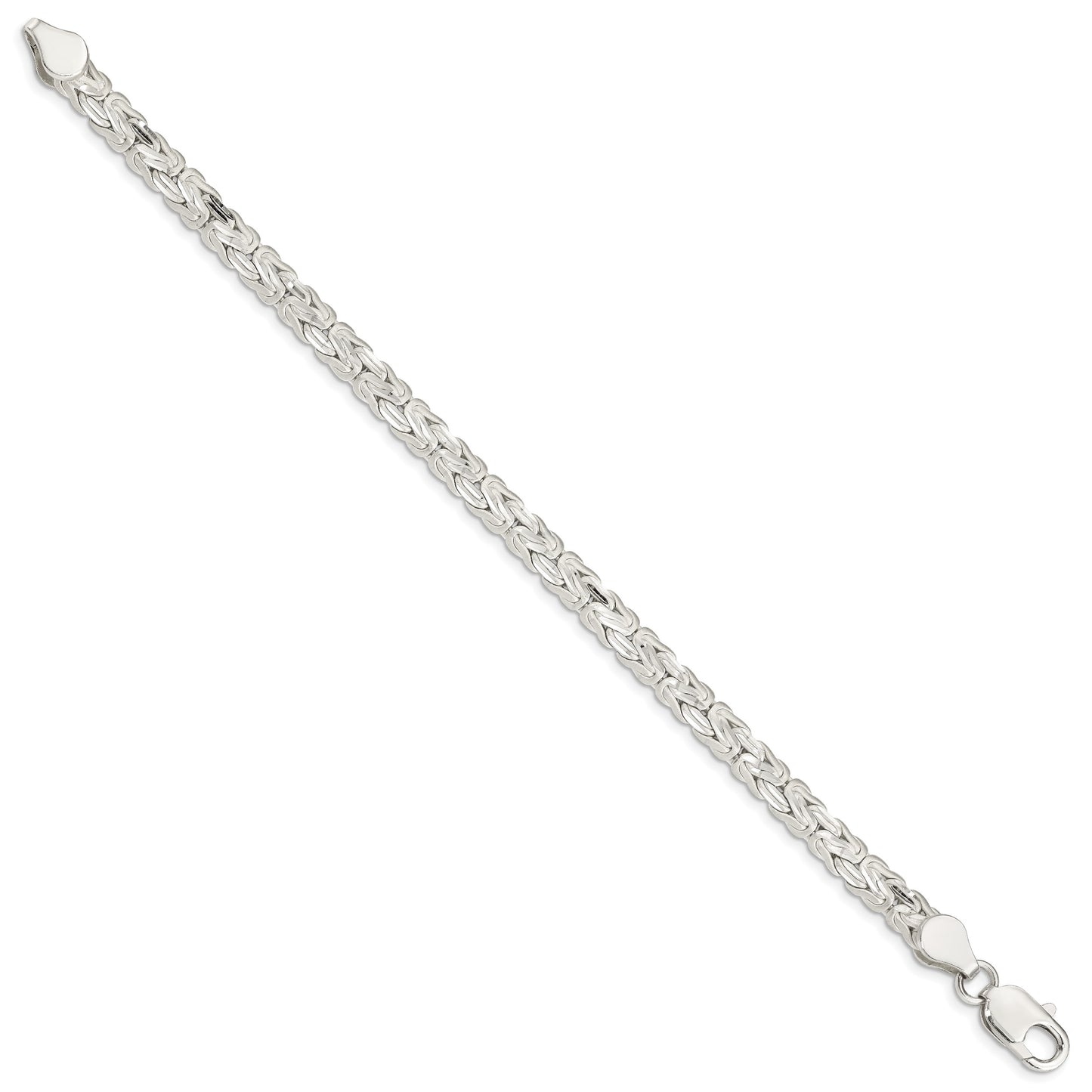 Sterling Silver Polished Back/Satin D/C Front Fancy Byzantine Bracelet