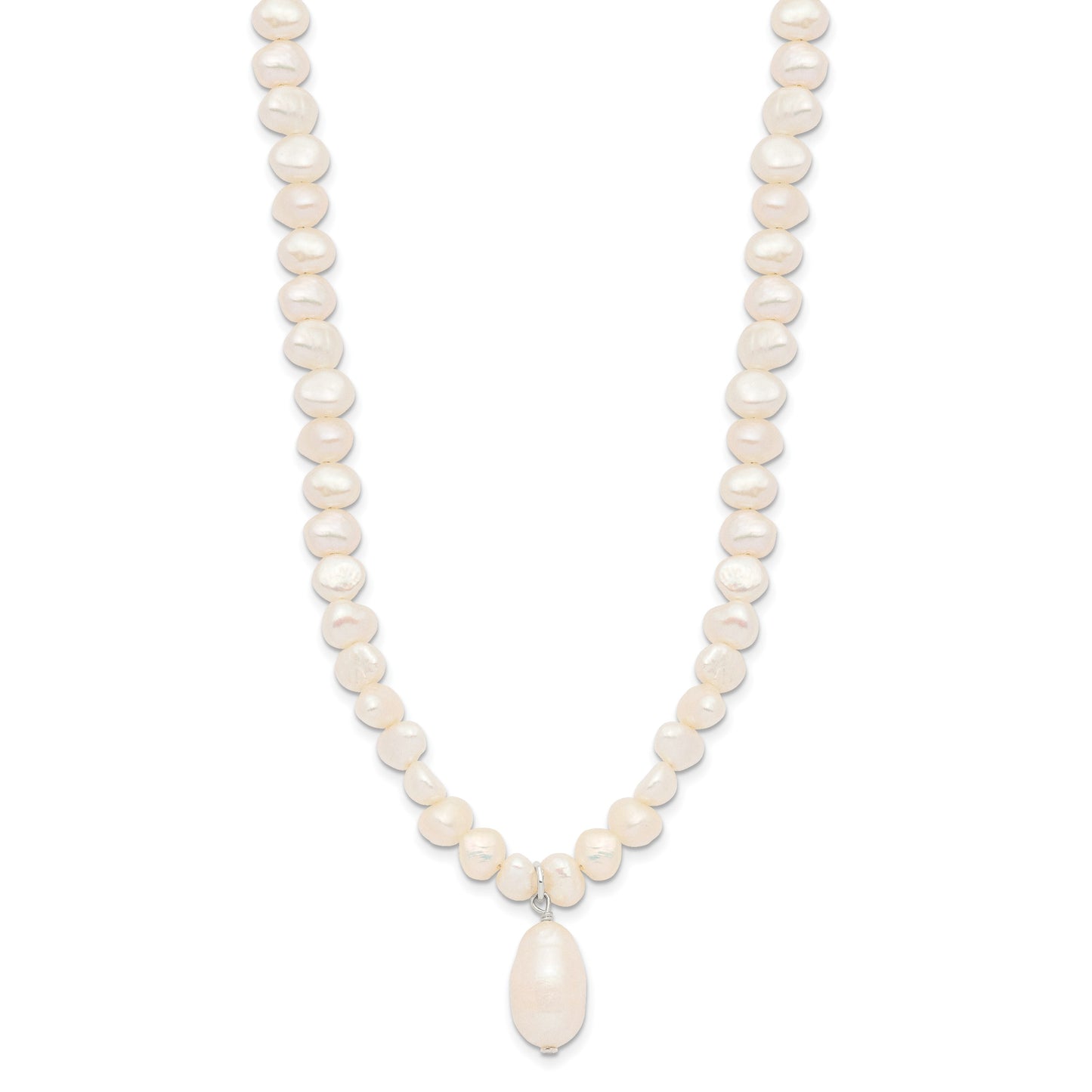 Sterling Silver FW Cultured Pearl Drop 18in Necklace