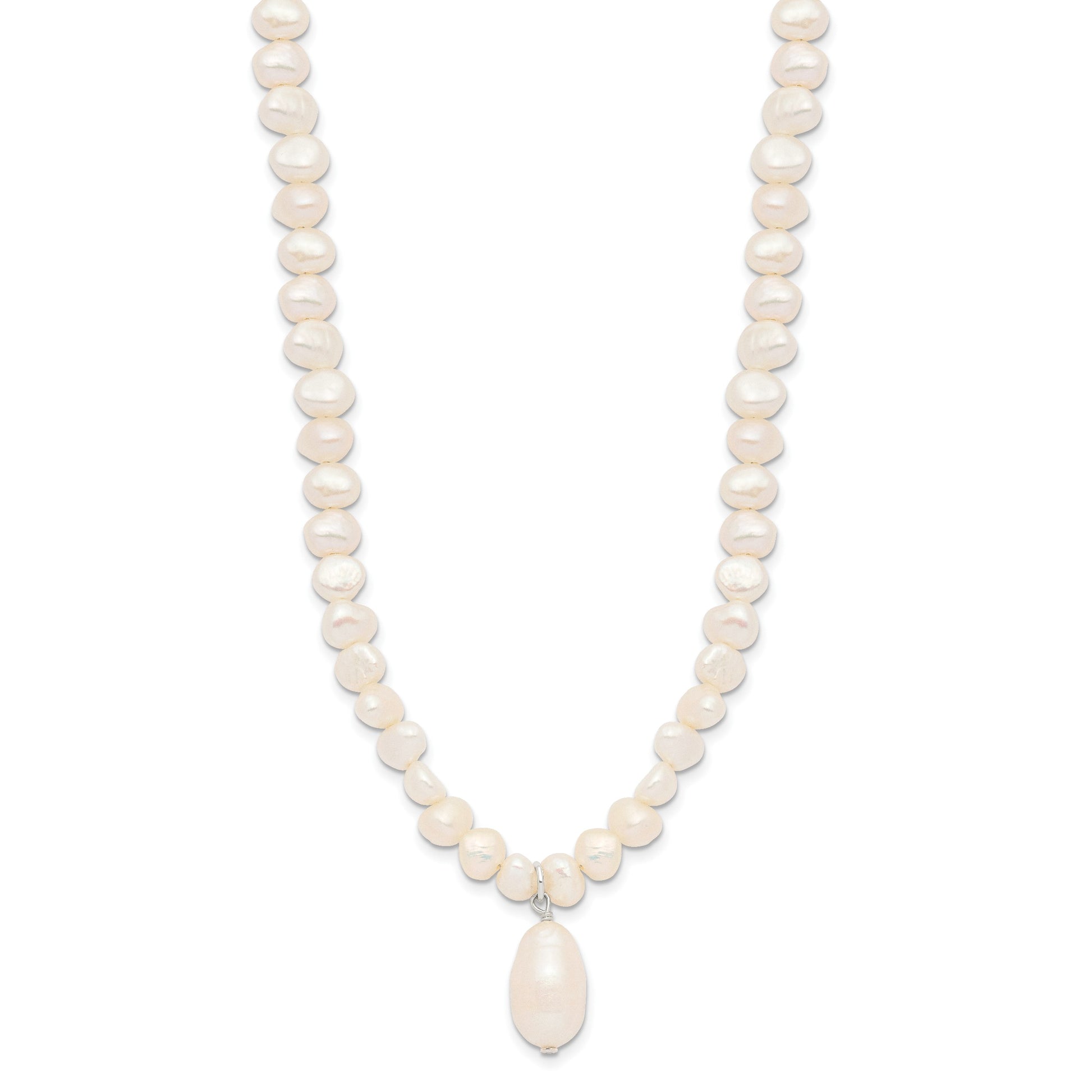 Sterling Silver FW Cultured Pearl Drop 18in Necklace