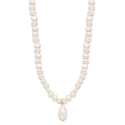 Sterling Silver FW Cultured Pearl Drop 18in Necklace