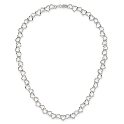 Sterling Silver 18inch Polished Fancy Heart Link Necklace