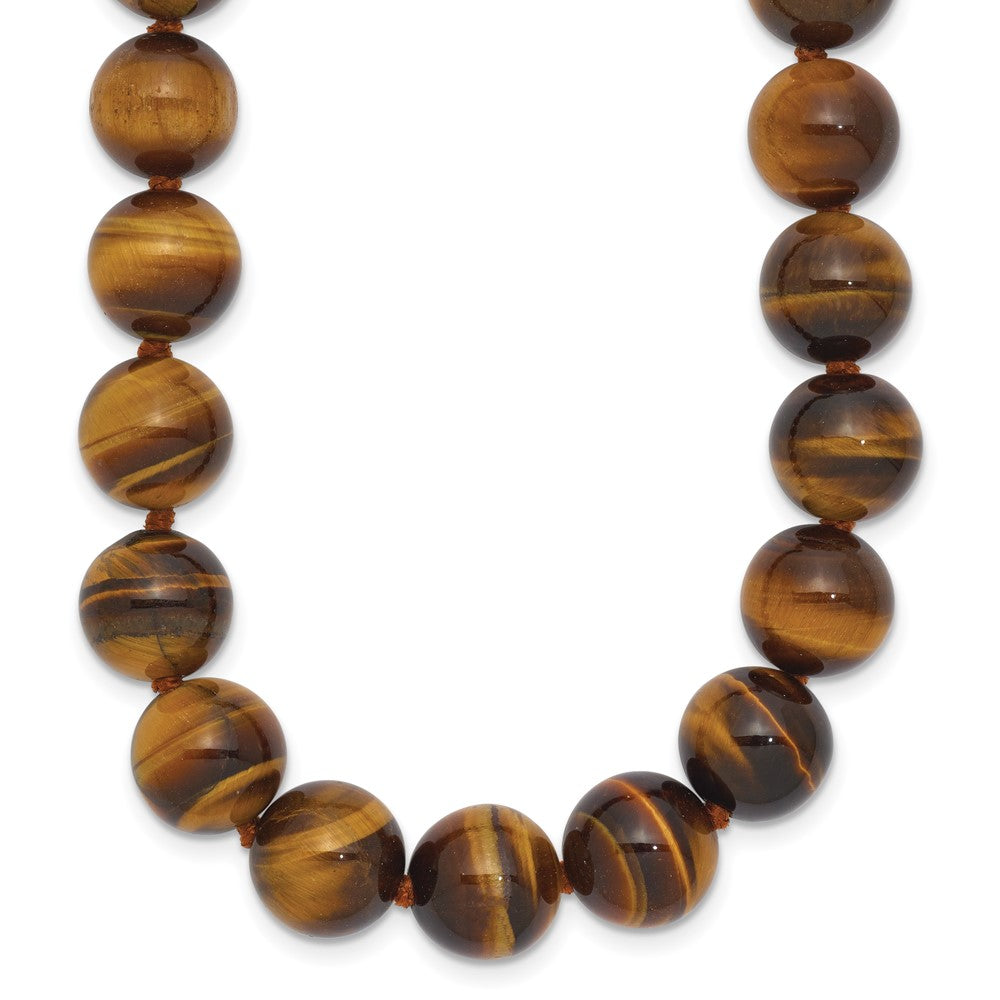 10-10.5mm Smooth Beaded Tiger Eye Necklace w/Sterling S.RH Clasp