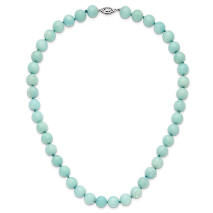 10-10.5mm Smooth Beaded Amazonite Necklace w/Sterling S.RH Clasp