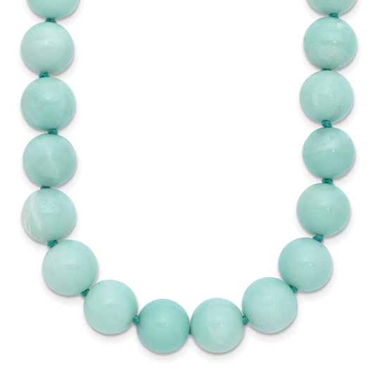 10-10.5mm Smooth Beaded Amazonite Necklace w/Sterling S.RH Clasp