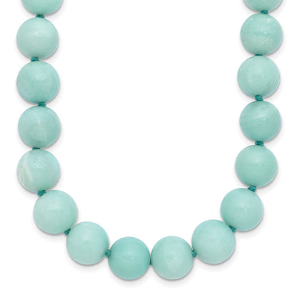 10-10.5mm Smooth Beaded Amazonite Necklace w/Sterling S.RH Clasp