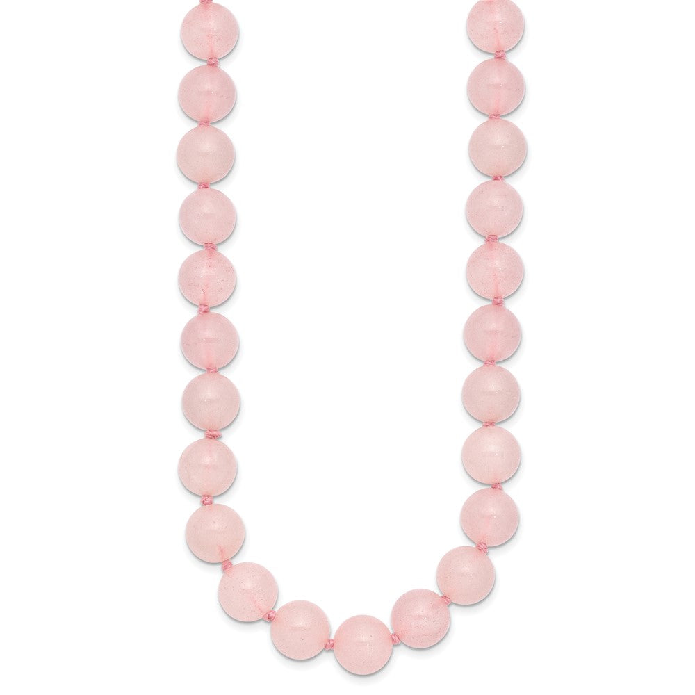 10-10.5mm Smooth Beaded Rose Quartz Necklace w/Sterling S.RH Clasp