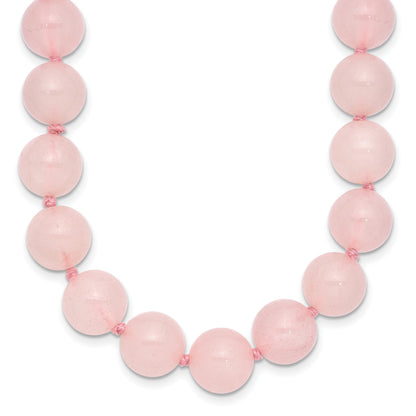 10-10.5mm Smooth Beaded Rose Quartz Necklace w/Sterling S.RH Clasp