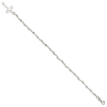 Sterling Silver Polished Bead Rosary 7.5 inch Bracelet