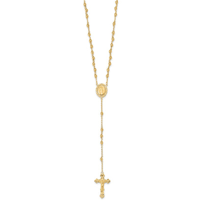 Sterling Silver Flash Gold-plated Polished Rosary Necklace