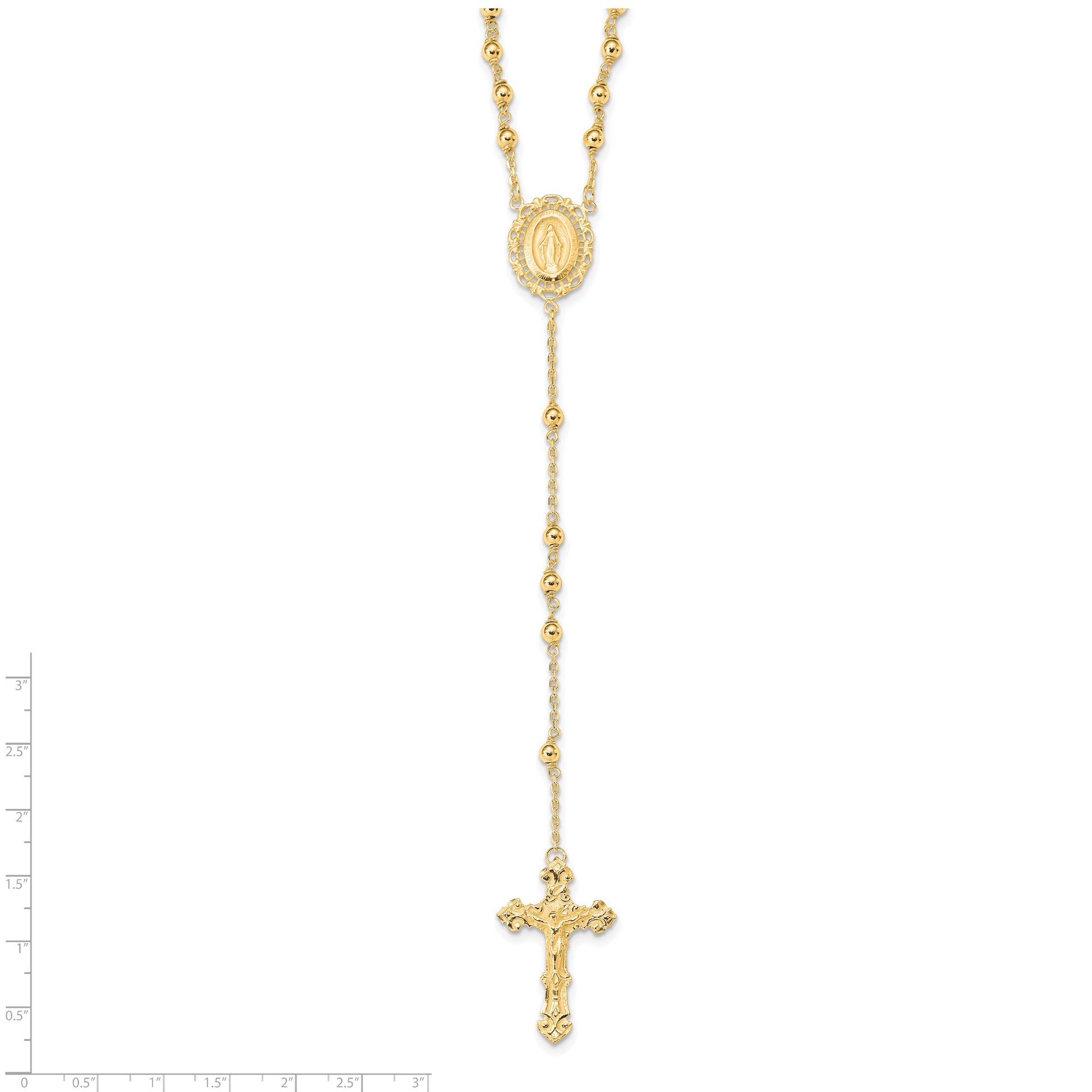 Sterling Silver Flash Gold-plated Polished Rosary Necklace