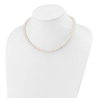 Sterling Silver Rhodium-plated 6-7mm White Near-Round Freshwater Cultured Pearl 16 inch Necklace