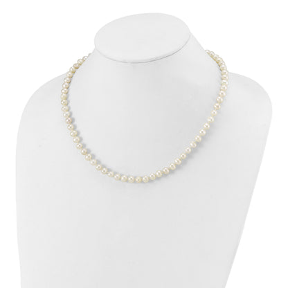 Sterling Silver Rhodium-plated 6-7mm White Near-Round Freshwater Cultured Pearl 18 inch Necklace