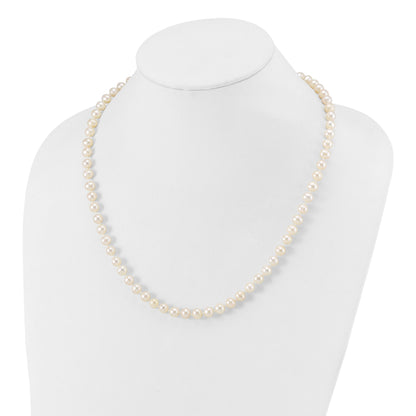 Sterling Silver Rhodium-plated 6-7mm White Near-Round Freshwater Cultured Pearl 20 inch Necklace