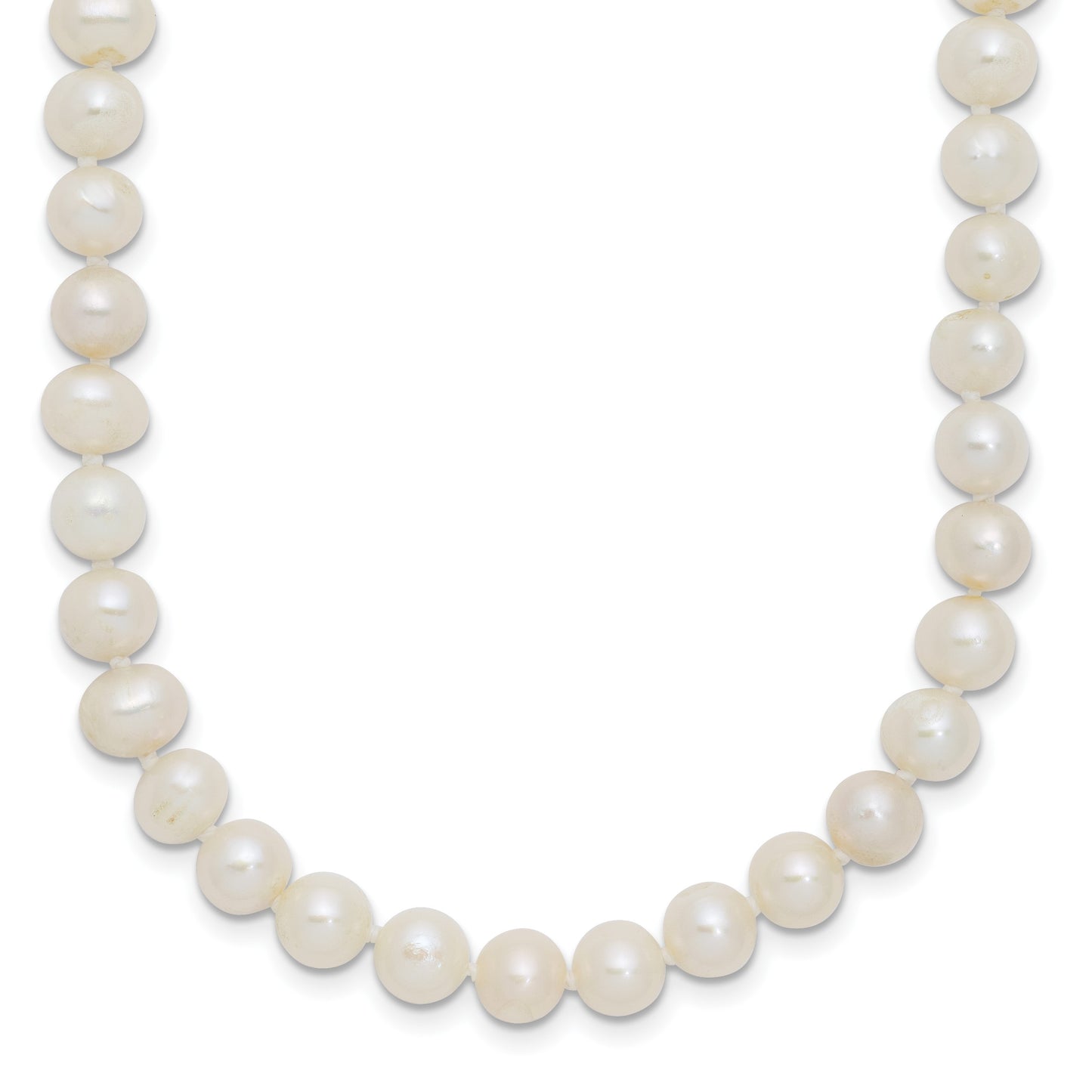 Sterling Silver Rhodium-plated 6-7mm White Near-Round Freshwater Cultured Pearl 20 inch Necklace