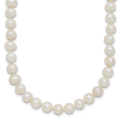 Sterling Silver Rhodium-plated 6-7mm White Near-Round Freshwater Cultured Pearl 20 inch Necklace
