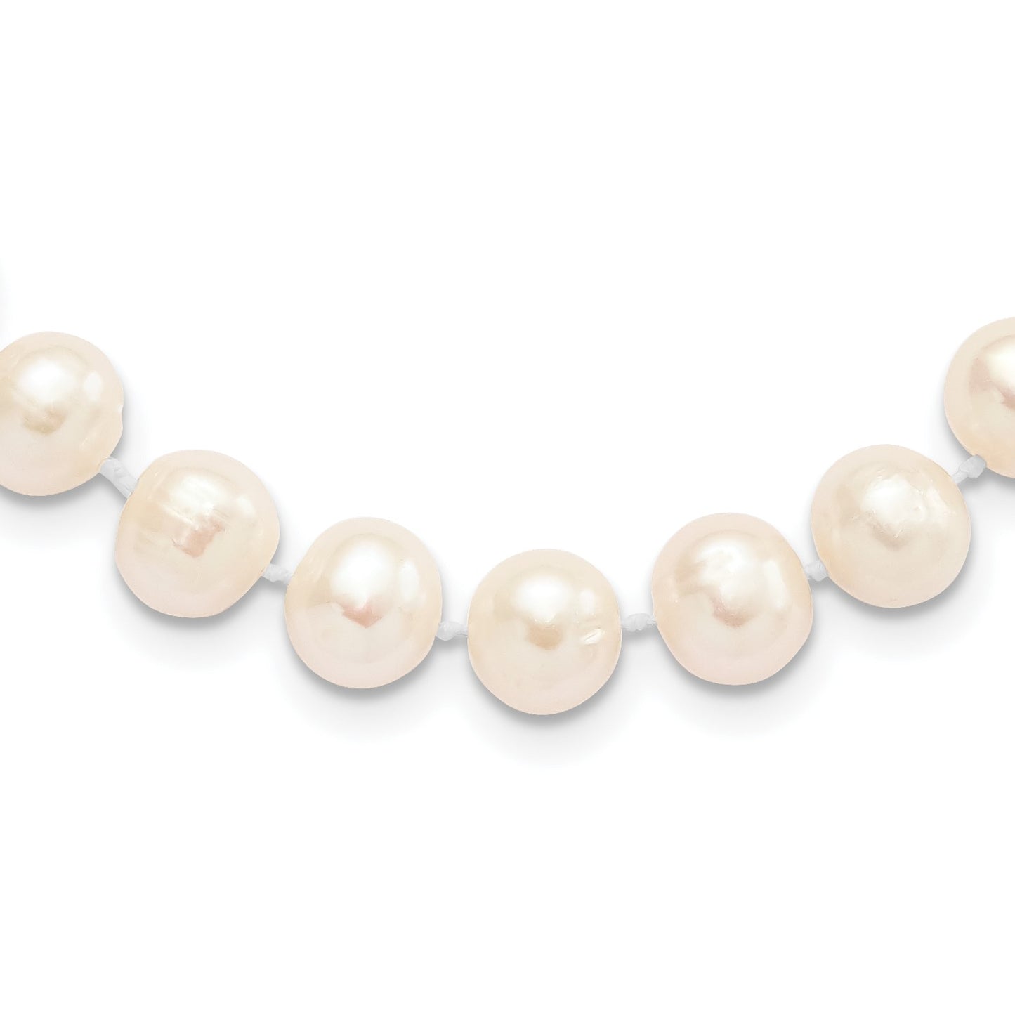 Sterling Silver Rhodium-plated 8-9mm White Near-Round Freshwater Cultured Pearl 16 inch Necklace