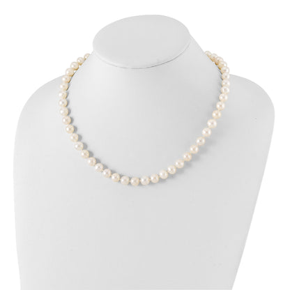 Sterling Silver Rhodium-plated 8-9mm White Near-Round Freshwater Cultured Pearl 18 inch Necklace
