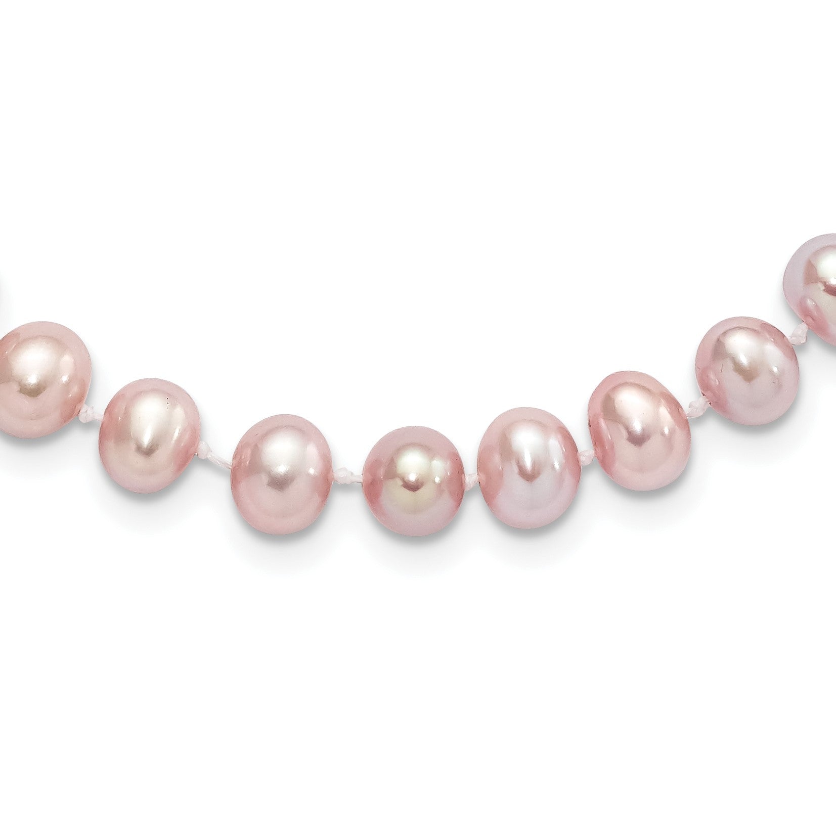 Sterling Silver Rhodium-plated 7-8mm Purple Near-Round Freshwater Cultured Pearl 20 inch Necklace