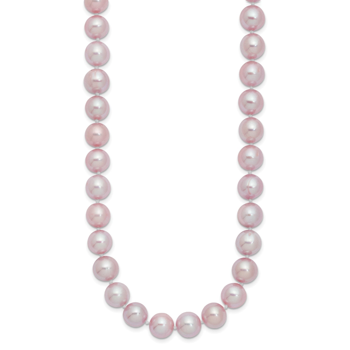 Sterling Silver Rhodium-plated 9-10mm Purple Near-Round Freshwater Cultured Pearl 24 inch Necklace