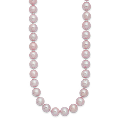 Sterling Silver Rhodium-plated 9-10mm Purple Near-Round Freshwater Cultured Pearl 24 inch Necklace