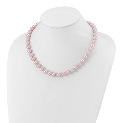 Sterling Silver Rhodium-plated 9-10mm Purple Near-Round Freshwater Cultured Pearl 18 inch Necklace