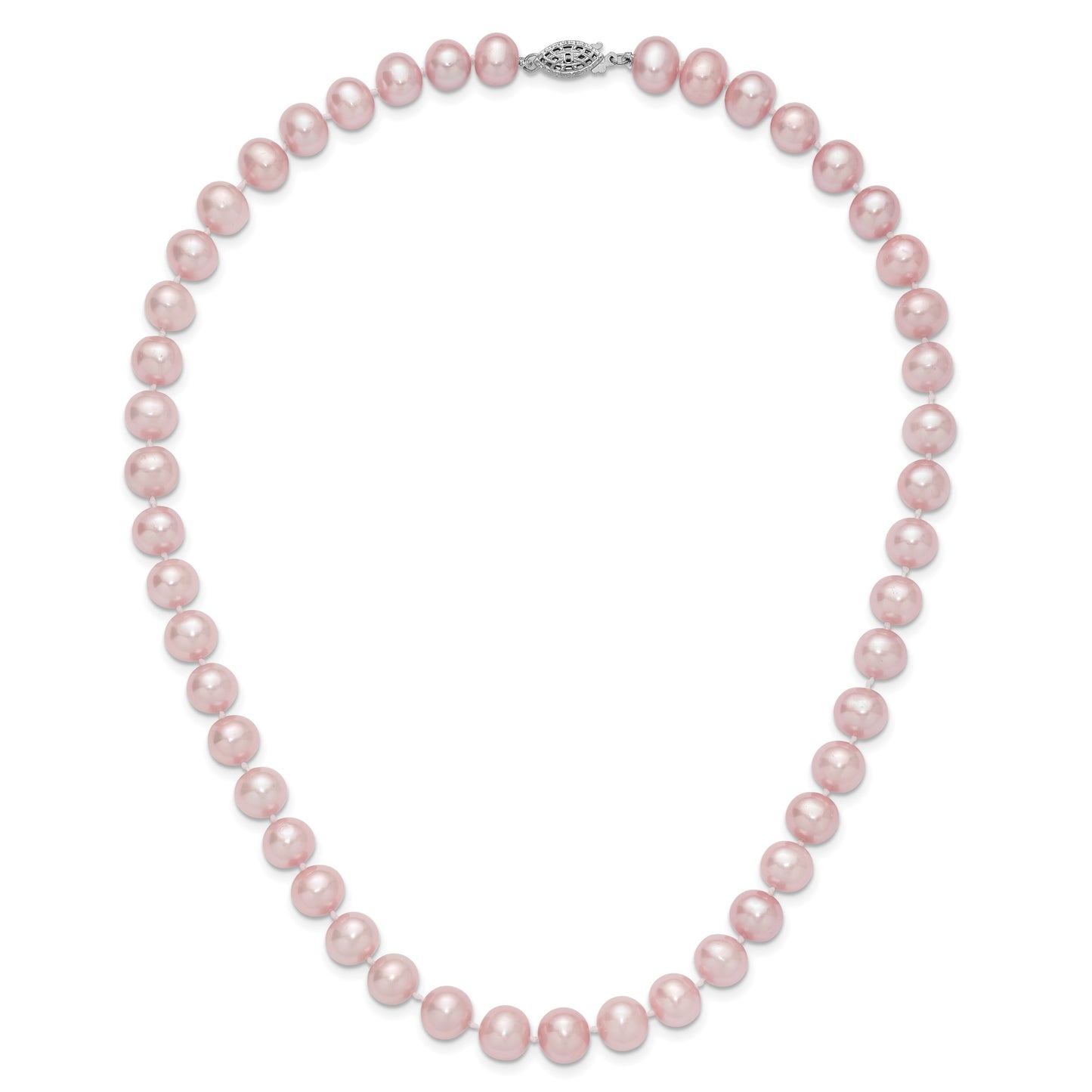 Sterling Silver Rhodium-plated 9-10mm Purple Near-Round Freshwater Cultured Pearl 18 inch Necklace